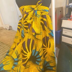 Elegant Yellow and Blue Maxi Dress